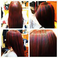 As you can see, the red and black looks gorgeous with the pink and purple. Pin By Tabatha Jonal On Tresses Black Hair With Red Highlights Hair Hair Styles