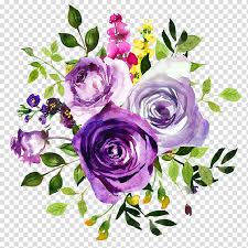 Three Flowers Illustration Flower Purple Watercolor Painting Violet Watercolor Rose Transpare In 2020 Flower Bouquet Painting Watercolor Rose Flower Bouquet Drawing