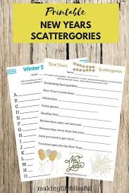New Year S Printable Scattergories Games New Year S Games Scattergories New Year Holidays