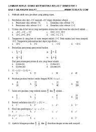 Check spelling or type a new query. Soal Matematika Smp Mts Kelas 7 Semester 1 Perkalian Pada Bilangan Bulat Dan Pembagian