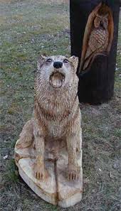 Schöne schnitzarbeit aus holz, sehr guter zustand. Holzkuenstler Wolf Baren Kunst Holz Schnitzen Schnitzen Mit Der Kettensage