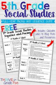 Free 5th Grade Social Studies Sequence Pacing Guide What A Great Freeb Social Studies Worksheets 5th Grade Social Studies Teaching Social Studies Elementary