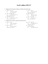 Kumpulan soal spltv kelas 10. Soal Latihan Spltv
