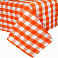The orange tablecloth was beautiful. Homescapes Block Check Orange Cotton Tablecloth 4 Seater Square 137 X 137 Cm 54 X 54 Inches Washable At 40 Deg C Buy Online In Angola At Angola Desertcart Com Productid 55337389