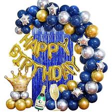 First of all, choose a theme and style for your party: Buy Yansion Birthday Party Decorations Blue Silver And Gold Party Balloons For Boys Friends Men Teens With Happy Birthday Banner Crown Champagne Balloons For 18th 21st 30th 40th 50th 60th 70th Party