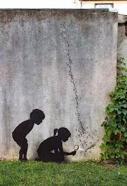 Pejac New Street Art In Paris Silhouettes Of Cruel Kids With Magnifying Glass On Ant Colony Of Humans Stree Murals Street Art Amazing Street Art Street Art