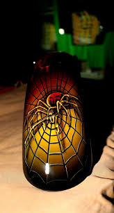 Front Fender Of Skull And Spider Themed Harley Davidson Bike Motorcycle Art Painting Motorcycle Painting Custom Motorcycle Paint Jobs