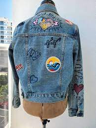 Denim Jean Jacket With Patches And Pins All Over Size Small Forever 21 New York Cali Skull Chanel Guitar Patches Jean Jacket With Patches Jean Jacket Jackets