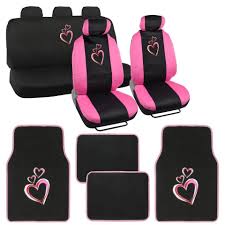 Love Hearts Car Seat Covers Carpet Floor Mats 13pc Interior Set Girly Car Seat Covers Car Accessories For Girls Girly Car