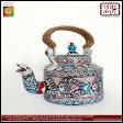 Colorful Madhubani painting on kettle, Bihar, East India