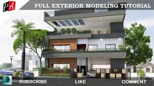 3d Max Full Exterior Modeling Tutorial 3ds Max Tutorials 3ds Max 40x60 House Plans