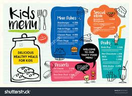 Cute Colorful Kids Meal Menu Placemat Design Vector Template Kids Menu Cafe Menu Design Kids Restaurants