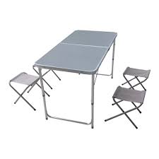 Table Camping Aluminium Et Acier Et Mdf Gris Les Indispensables Des Vacances La Foir Fouille
