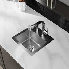 Elkay Crosstown Drop In Undermount Stainless Steel 15 In 2 Hole Single Bowl Bar Sink Hdsb151572f The Home Depot Single Bowl Kitchen Sink Bar Sink Sink