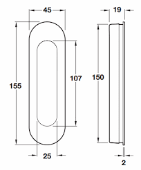 Maybe you would like to learn more about one of these? Rounded Oval Shape Sliding Door Flush Handle For Sliding Doors Satin Stainless Steel 155mm X 45mm G Johns Sons