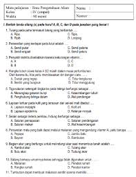 Soal Dan Kunci Jawaban Uas Pat Ipa Kelas 4 Semester 1 Gasal Serba Serbi Guru Serba Serbi Guru