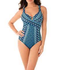 Miraclesuit Mosaica Criss Cross Escape Underwire Body Control One Piece Swimsuit Dillard S In 2021 Miraclesuit One Piece Swimsuit Outfits