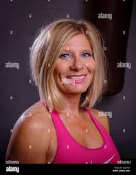 Lifestyle transformation coach and body builder Jo Morrison at her training  gym in Hove, East Sussex, UK Stock Photo