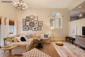 Fabulous contemporary living room with transitional style [design: Room Reveal 5 Tips To Decorate A Family Room With High Ceilings Postbox Designs