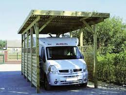 Mobilhome Carport 340x760 Cm Hout Hubo Carport Platte Dak Camper
