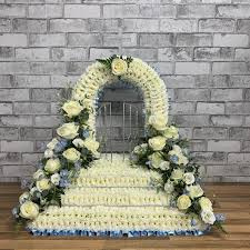 Baby Blue White Large Gates Of Heaven With Steps Funeral Flowers Tribute Wreath Funeral Flowers Funeral Arrangements Wreaths