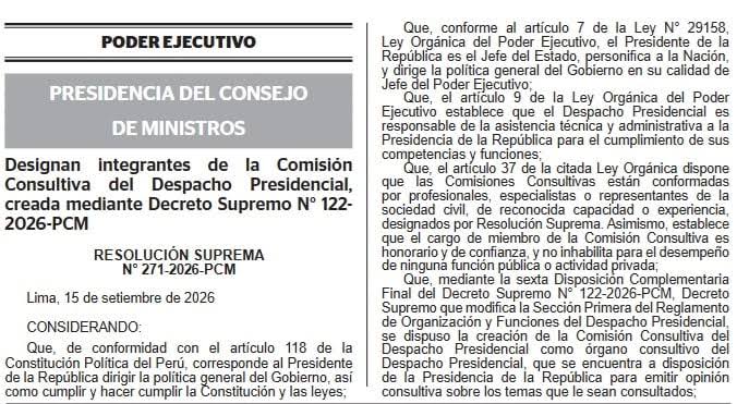 Gobierno designa a Jaime Yoshiyama, Arsenio Oré y José Chlimper como  integrantes de la Comisión Consultiva del Despacho Presidencial | EL  COMERCIO PERÚ