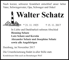 Traueranzeigen von Walter Schatz