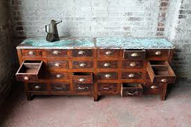 Reclaimed Vintage Industrial Work Bench Buffet Sideboard Multi Drawer Teak Tool Chest Teak Wood Vintage Industrial Kitchen Sideboard Cabinet Kitchen Sideboard