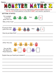 Online logic puzzles and printable logic problems. Monster Maths 2 Logic Reasoning Puzzles Addition Subtraction Multiplication Division Answers Teaching Resources