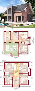 Einfamilienhaus Modern Mit Satteldach Architektur Klinker Fassade Grundriss Mit Quergiebel Erker 4 Kinderzim Haus Grundriss Bauplan Haus Haus Architektur
