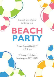 Designs marked sar, rv and jlu are. Beach Party Invitation Card Designs