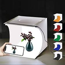 Amazon Com Mini Photo Studio Box Puluz 20cm Portable Photography Shooting Light Tent Kit White Folding Lighting Softbox With 20 Led Lights 6 Backdrops For Product Display Camera Photo