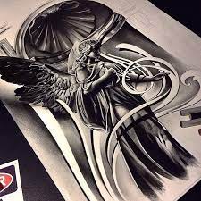 Amazing Artist David Reveles Tattoospooky D Angel Artwork View 2 Sketch Tatuajes Religiosos Tatuaje De Motocross Simbolos Aztecas