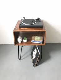 Handmade Record Player Table Turntable Stand Vinyl Storage Etsy Record Player Table Handmade Bedside Tables Turntable Stand