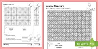 An answer key is not provided, requiring the teacher to work through the problems themselves. Atomic Structure Word Search Teacher Made