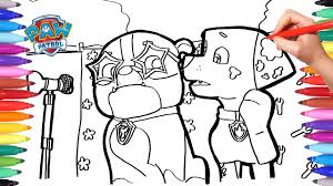 Paw Patrol Rubble And Marshall Coloring Pages How To Draw Paw Pups Paw Patrol Coloring Book Youtube