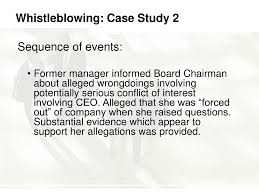 Case study 2 whistleblower was informed that her allegations will be investigated. Ppt Institutionalising Ethical Conduct And Implementing Whistle Blowing Issues And Challenges Powerpoint Presentation Id 395394