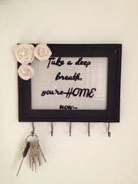 Diy Key Holder Would Be Cute As A Dry Erase Quote Board With A Piece Of Scrapbook Paper Behind It Key Holder Diy Diy Holder Key Hanger