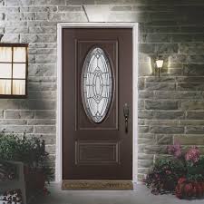 Masonite 36 In X 80 In Providence 3 4 Oval Lite Chestnut Mahogany Grain Textured Fiberglass Prehung Front Door W No Brickmold 26731 The Home Depot Masonite Fiberglass Entry Doors Grain Texture
