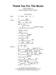 Thank You For The Music Sheet Music Abba Guitar Chords Lyrics Guitar Chords And Lyrics Ukulele Chords Songs Ukelele Chords Songs