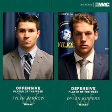MAC على X: "MIH: @WilkesColonels Tyler Barrow & Dylan Kuipers sweep MAC  Men's Ice Hockey POTWs! #MACpotw #MAChky #d3hky #NCAAD3  https://t.co/hV8Px4Xuia https://t.co/NyrKe8315b"