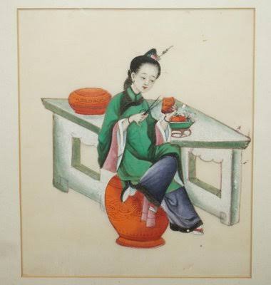 Framed 19th Century Chinese Gouaches on Rice Paper, Set of 4