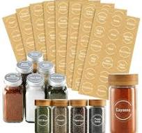 Talented Kitchen 144 Spice Labels Stickers, Clear Preprinted Round Labels  for Spice Jar Lids, Seasoning Rack, Contemporary White (1.5 In)