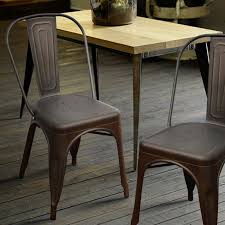Dining Chairs Adeco Bronze Metal Stackable Industrial Chic Dining Chair Outdoor And Indoor Set Metal Dining Chairs Chic Dining Chairs Stackable Dining Chairs