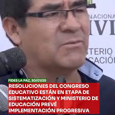 #FidesLaPaz #RadioFIDESLaPaz #educación El ministro de Educación, Omar  Veliz, informó que las resoluciones del Congreso Educativo se encuentran  actualmente en la etapa de sistematización, y que el ...