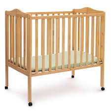 Delta Children Folding Portable Mini Crib With 1 5 Inch Mattress Natural Walmart Com