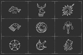 Game Of Thrones Emblems By Glebtagirov On Creativemarket Game Of Thrones Illustrations Game Of Thrones Art Game Of Thrones