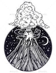 Hand Drawn Volcano Hand Drawn Volcano How To Draw Hands Volcano Drawing Ink Illustrations