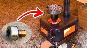 Our small wood burning stove is perfect for heating your house or your tiny home, but it also functions as a fantastic little culinary appliance! Homemade Pellet Stove For Camp A Stunning View Of The Fire Pouring Down Pellet Burner Gen 2 Done Youtube
