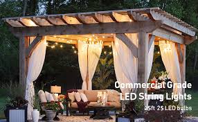 I really like having string lights to give me above lighting that i can easily soften with a dimmer. Led G40 Outdoor String Lights Patio Lights With Led Shatterproof Bulbs Weatherproof Commercial Hanging Lights For Backyard Bistro Pergola Party Decor E12 Socket Base 2200k Black 25pack Amazon Ca Tools Home